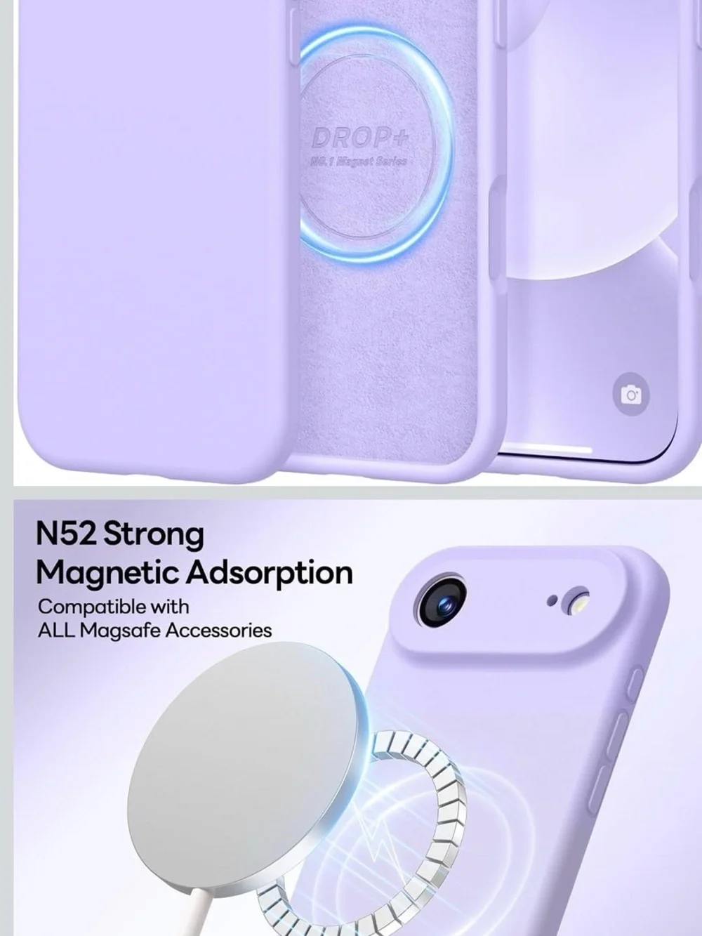 Magnetic For IPhone Air Case Premium Silicone, Lavender IPhone Air 6.5In